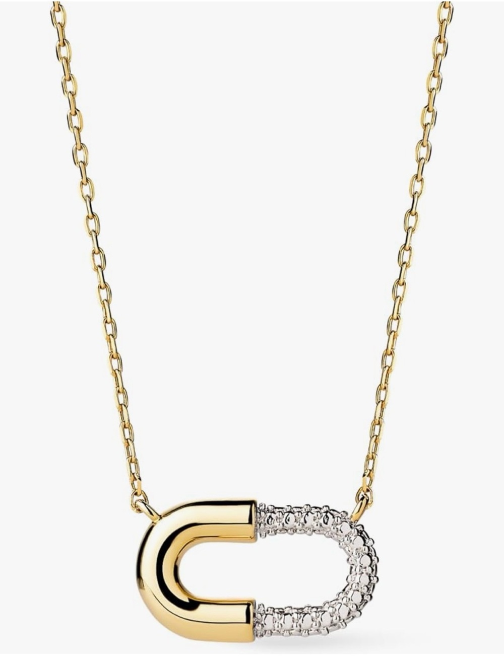 Gold and Silver Two-Tone Link Pendant Necklace - Women Jewelry